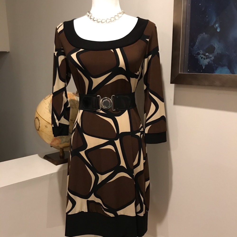 Blu Sage Geometric Pattern Shift Dress